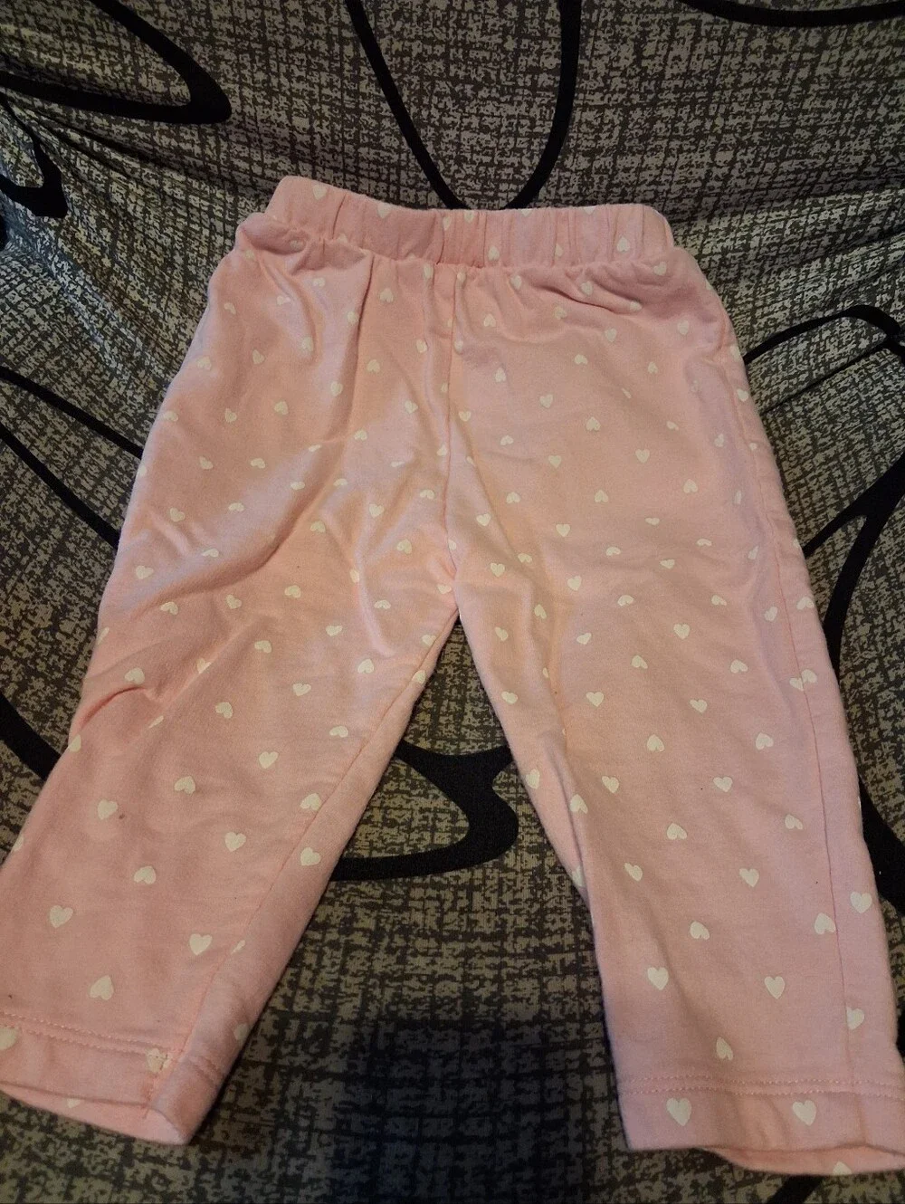 Children's Place Girls' Pink Heart and Solid Knit Pants - Pack of 2